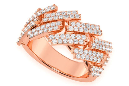 Jagged Miami Cuban Diamond Ring 14k