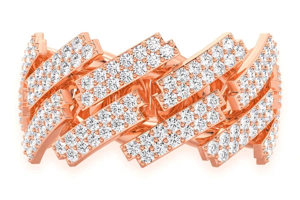 Jagged Miami Cuban Diamond Ring 14k