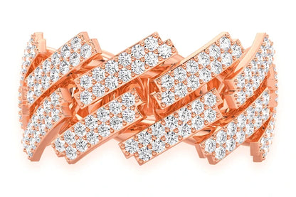 Jagged Miami Cuban Diamond Ring 14k